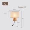 Designer Wood Iron LED Bedroom Bedside Wall Lamp Aisle Corridor Lighting Background Sconce Decor Nightlight Linen Lampshade