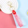 Glitter Letter Leather Keychain with Floating Cartoon Charm