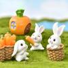 1PC Micro-landscape Cute Animals Cartoon Little Rabbits Carrot House Cute Rabbits Garden Resin Accessories, Rabbit Year Ornaments