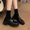 Новая женская весна 2025, новая мягкая универсальная обувь с круглым носком на платформе в британском стиле, маленькая обувь, одинарная обувь на одной педали