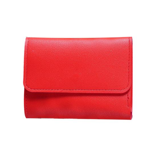 Женский кошелек тройного сложения из искусственной кожи, держатель для кредитных карт с окошком для удостоверения личности, портативный небольшой кошелек с кнопкой-защелкой для повседневных покупок