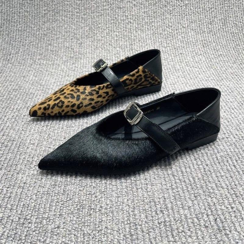 Fashion Leopard Print Women's Ballet Flats Buckle Strap Designer Comfort Soft Sole Casual 2024 Summer Fashion Ladies Mary Jane Shoes