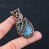 Neon Blue Apatite Gemstone Pure Copper Wire Wrapped Handmade Jewelry Pendant