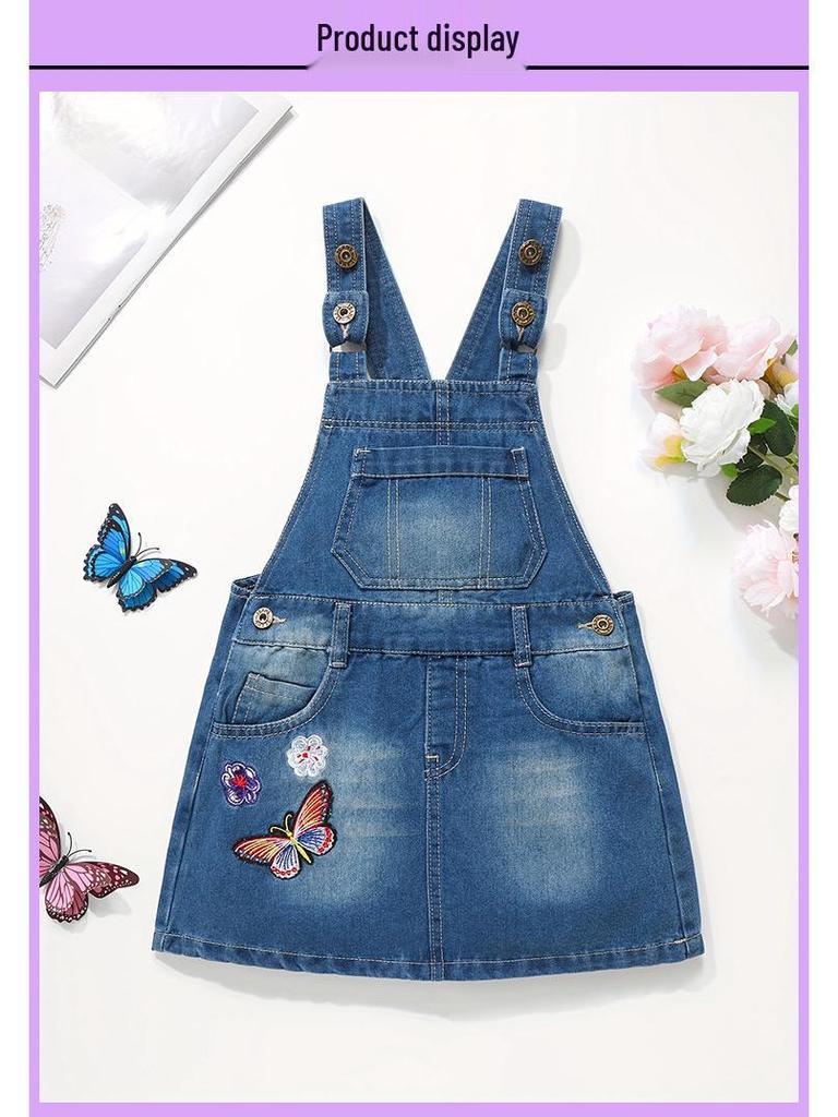 Осеннее джинсовое платье-комбинезон для девочек - Модный европейский и американский стиль для детей