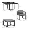 Nine-Piece Aluminium Garden Set, with Glass-Top Table - Grey