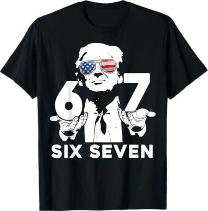 Funny 67 Six Seven Trump Meme 100% Cotton T-shirt Mens Tees Top