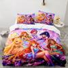 3PCS Wink Club Bedding Set Printed Duvet Cover Closure Includes 1 Duvet Cover & 2 Pillowcases for All Seasons Bedroom Decor