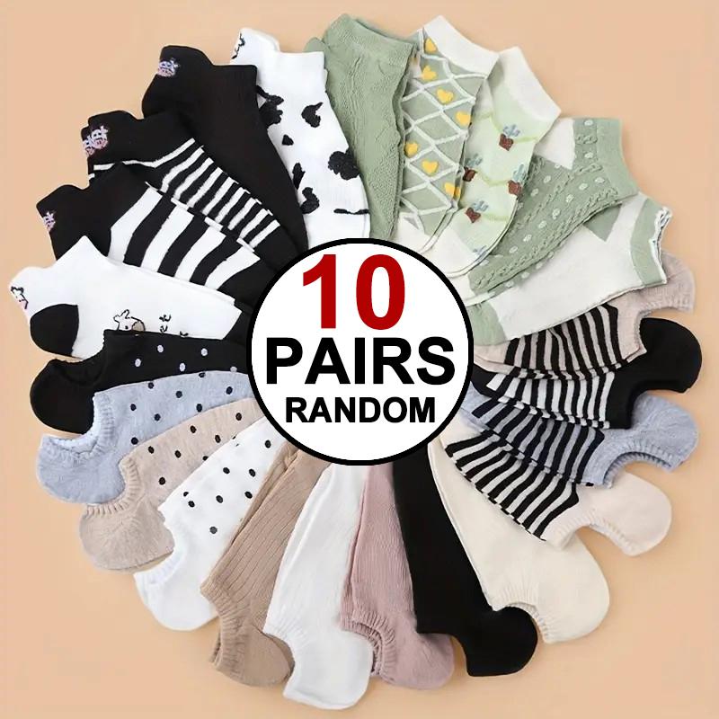 10 пар женских полосатых вязаных носков, удобные, из смеси полиэстера и спандекса, впитывающие пот, дышащие, модные носки до щиколотки