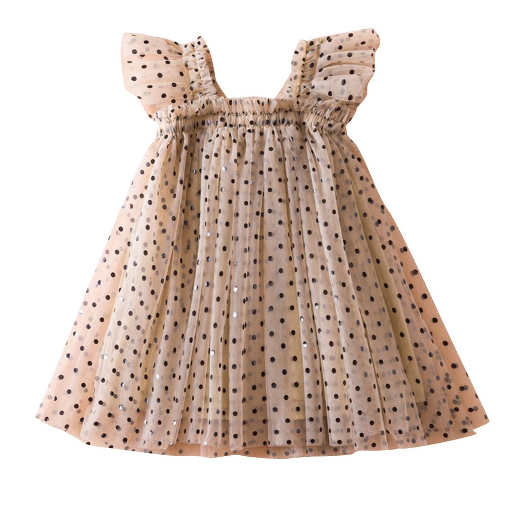 Летнее детское платье-торт, платье принцессы в горошек для девочки в стиле помпадур