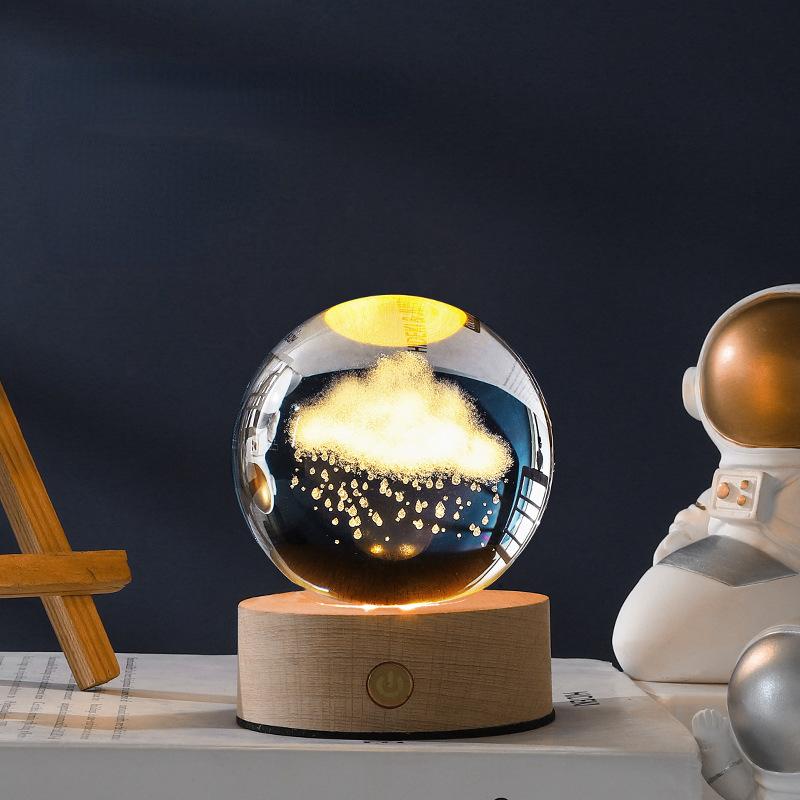 Xmas Creative Sun Galaxy Светящийся хрустальный шар Орнамент Млечный Путь Ночник Спальня Прикроватные украшения Рождественский подарок Декор для рабочего стола