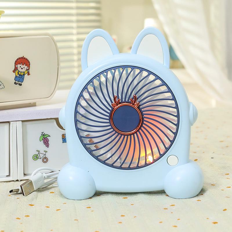 USB Rechargeable Puppy-Themed Fan, 3-Speed Adjustable, Ideal for Desktop and Bedside Use