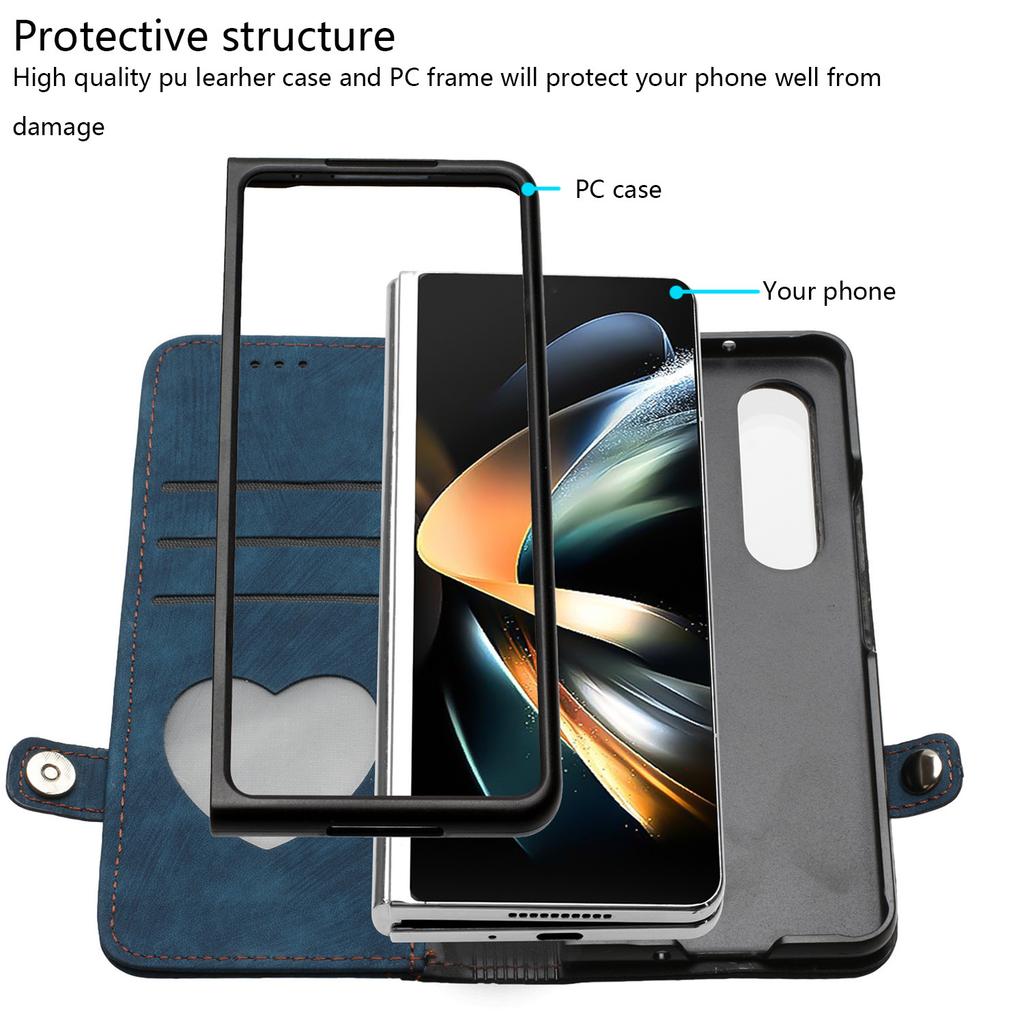 Подходит для мобильного телефона Samsung Z fold 4 кожаный чехол Z Flip5 ретро матовая splicing контрастный цвет кошелек для карт 3-го поколения