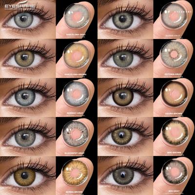 1 пара натуральных голубых карих линз для глаз с серыми зрачками, косметические зеленые контактные линзы на год