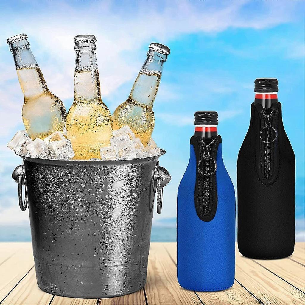 Beer Bottle Cooler Sleeves With Zipper For Party,Beer Holder Black