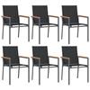 VidaXL Set of 6 Garden Chairs, Patio Seats, Balcony Chairs, Outdoor Gardening Patio Furniture, Black 3187086