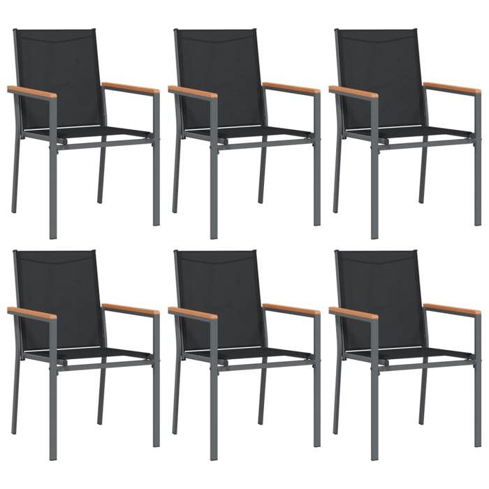 VidaXL Set of 6 Garden Chairs, Patio Seats, Balcony Chairs, Outdoor Gardening Patio Furniture, Black 3187086