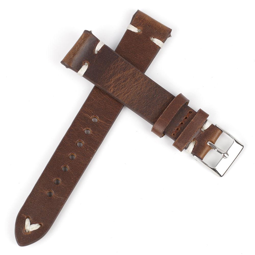 Retro Oil Wax Genuine Leather Watchband 18mm 20mm 22mm 24mm Quick Release Calfskin Watch Strap for Men Wristband Watch Accessory