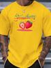 Cute Fruit Unisexs Crew Neck Cotton T Shirt Rainbow Script Strawberry Cartoon Berry Print Short Sleeve Casual Street Fashion Top