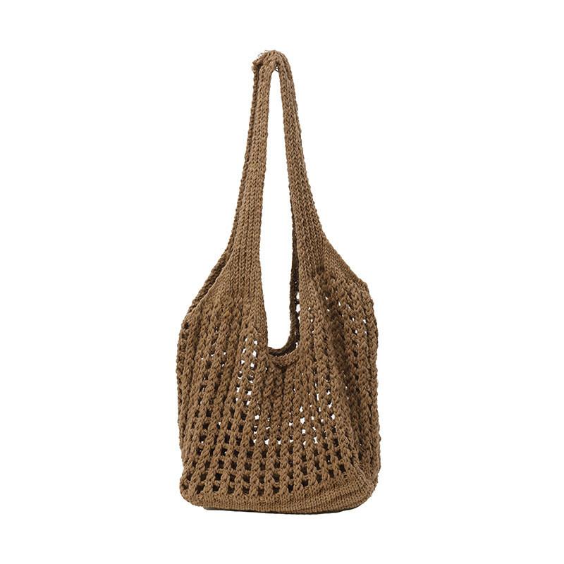 Summer Knitted Flowers Tote Bag With Woven Design For Casual Daily Use