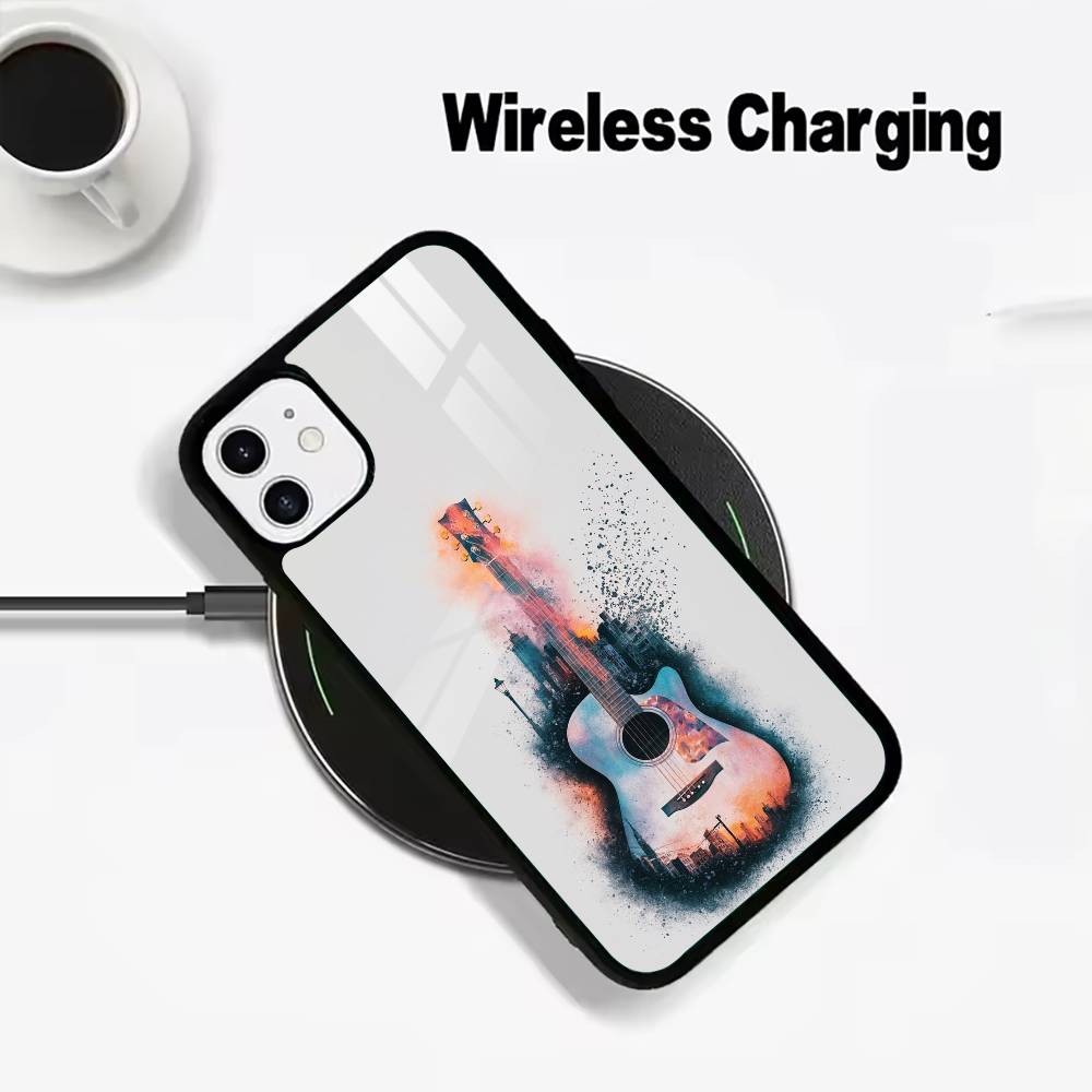 E-electric guita Phone Case For IPhone17 16 15 14 13 12 11 Pro Max 16/15/14Plus Wireless Charger Cover Funda
