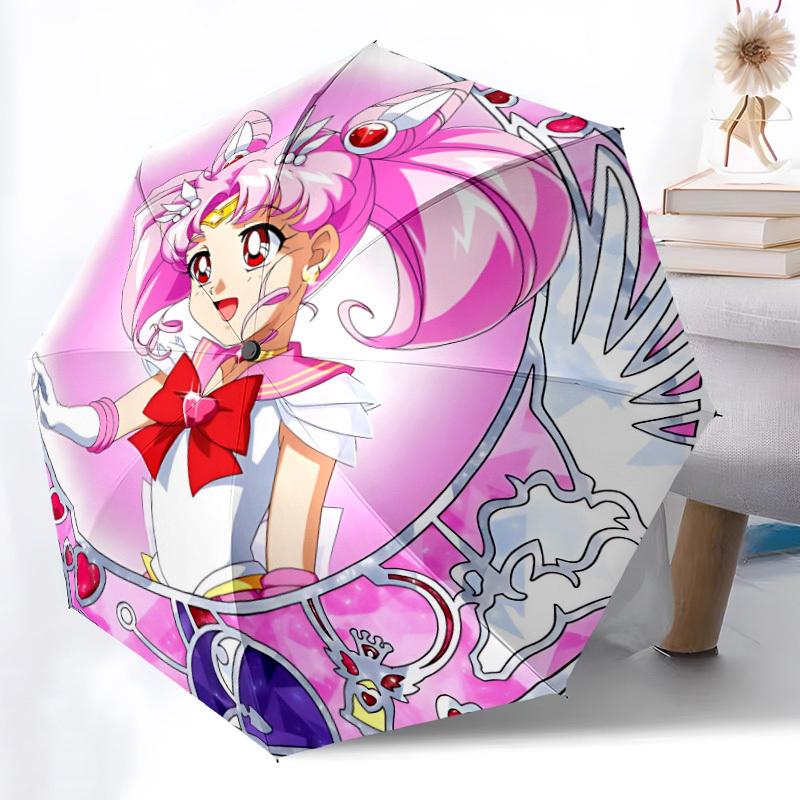 1pc Sailor Moon Automatic Folding Umbrella, Portable Collapsible Design, 8-Rib Iron Frame, , All-Season Casual Outdoor Accessory yy0901117