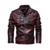 Men's leather jacket new men's pu leather jacket European and American locomotive clothing velvet leather jacket men's coat men's