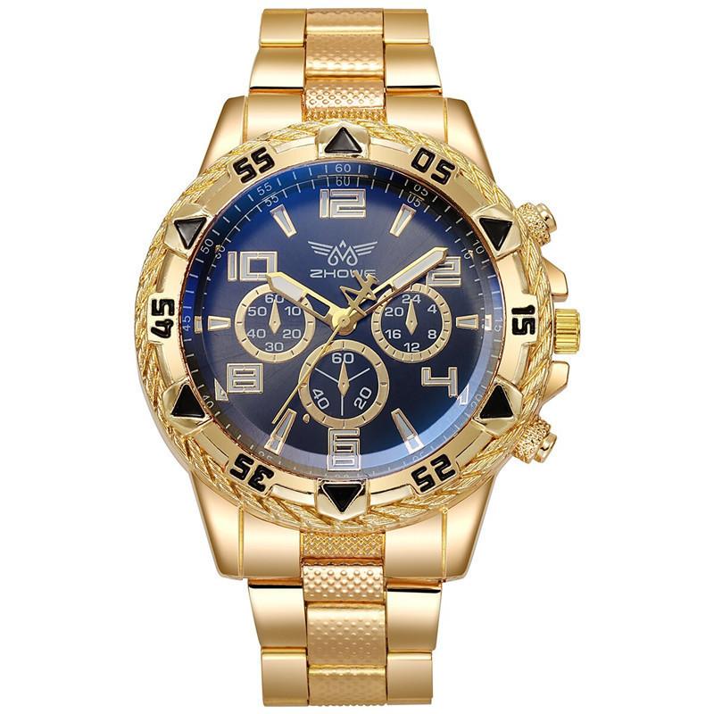 Business Watch Mens Alloy Band Digital Quartz Watch With Three Eyes For Business And Daily Use