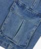 AGOD Bermuda Wide Single-Pleat Cargo Denim Shorts [Medium Blue]