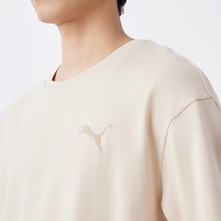 Puma Свободная повседневная вышитая удобная футболка с круглым вырезом и коротким рукавом унисекс топы овсянка 683807-88