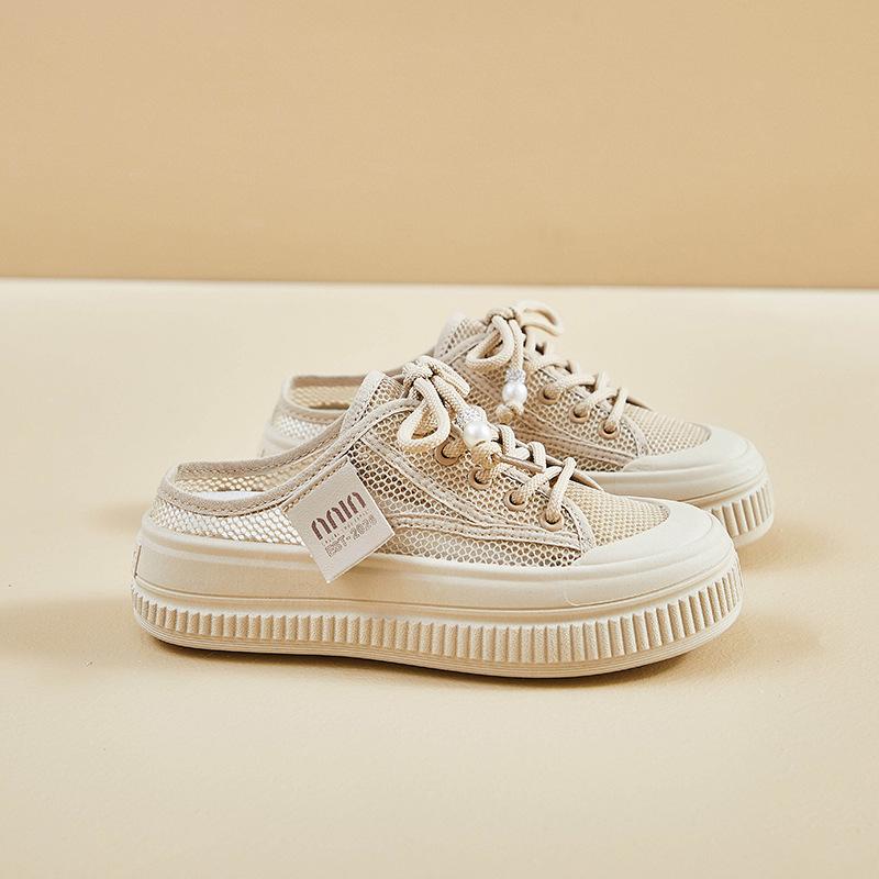 Новые парусиновые белые туфли женские сетчатые полуподдерживающие повседневные туфли Ins Slip-on Sloth Sneakers