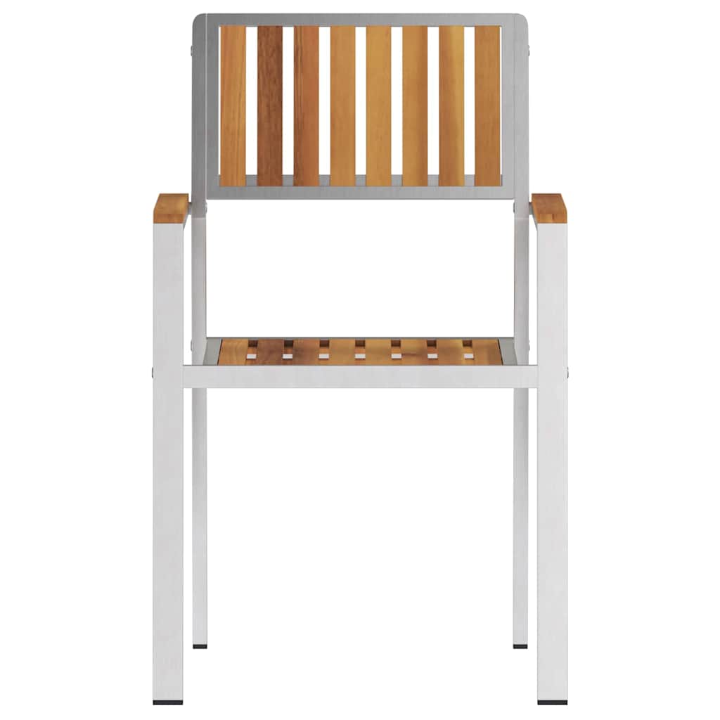 Garden Chair 8 pcs Solid Acacia Wood and Stainless Steel