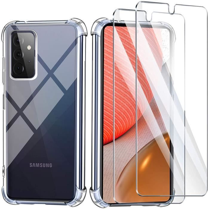 Coque et verre trempé - Samsung - Galaxy A72 - Transparent - Anti-chute - Souple
