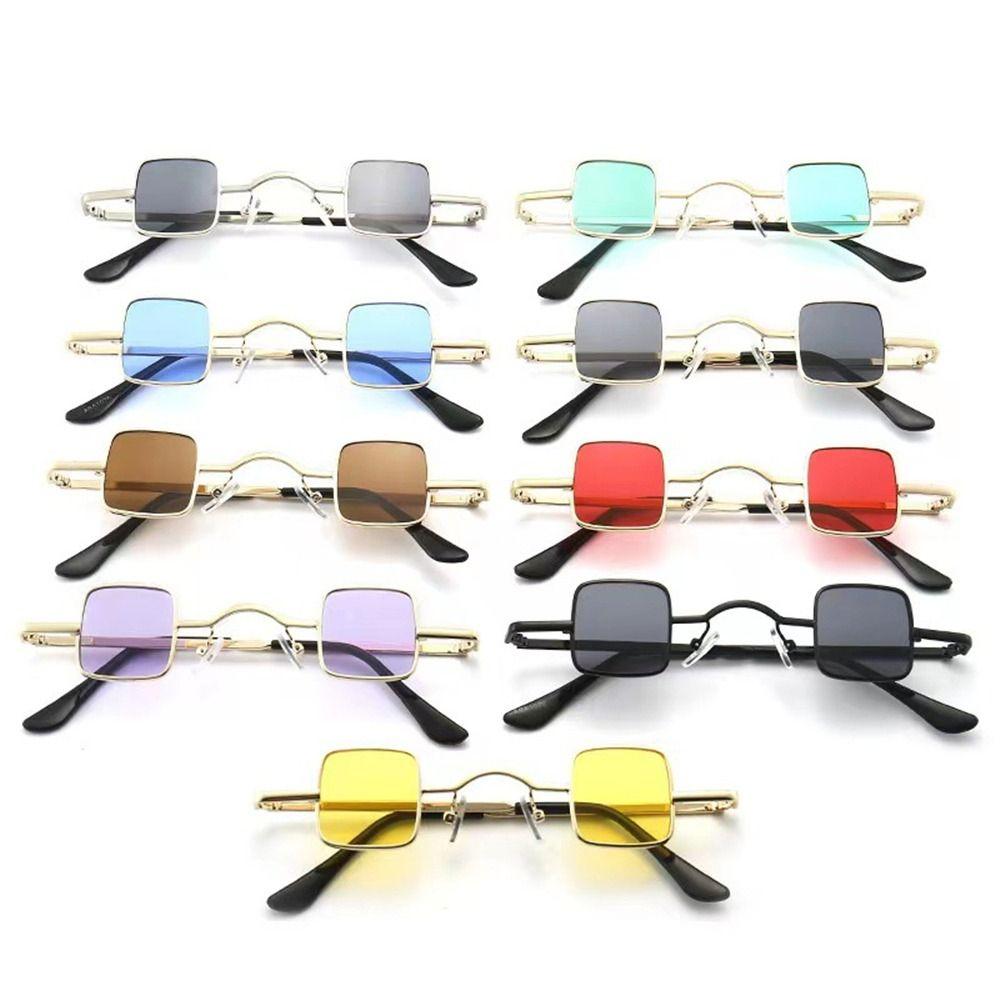 Metal Frame Small Square Sunglasses Candy Color Mini Sunglasses Punk Sun Glasses for Women & Men