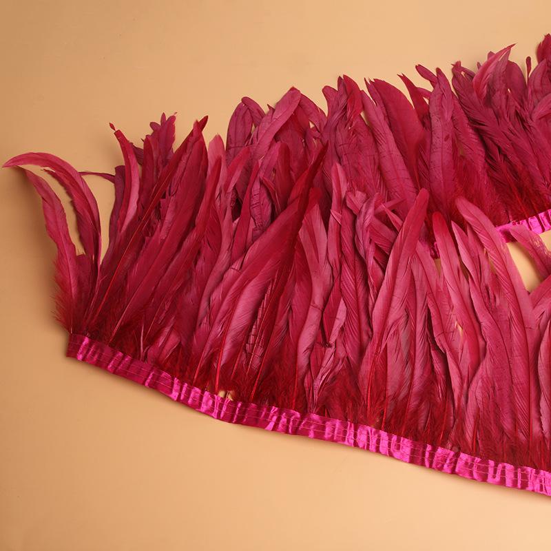 25-30cm Natural Rooster Feather Trim 1/2/5/10 Meter Fringe Ribbon for Carnival Costume Dress Sewing Party Decoration