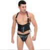Men's Sexy PU Underwear Set Costumes Sexy Lingerie Fetish   Bodysuit One-pieces BDSM Slave Sissy