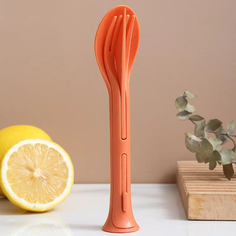 3 в 1 дорожные столовые приборы портативная коробка для столовых приборов японский стиль пшеничная солома ножи вилка ложка студенческие столовые приборы наборы для кемпинга на открытом воздухе