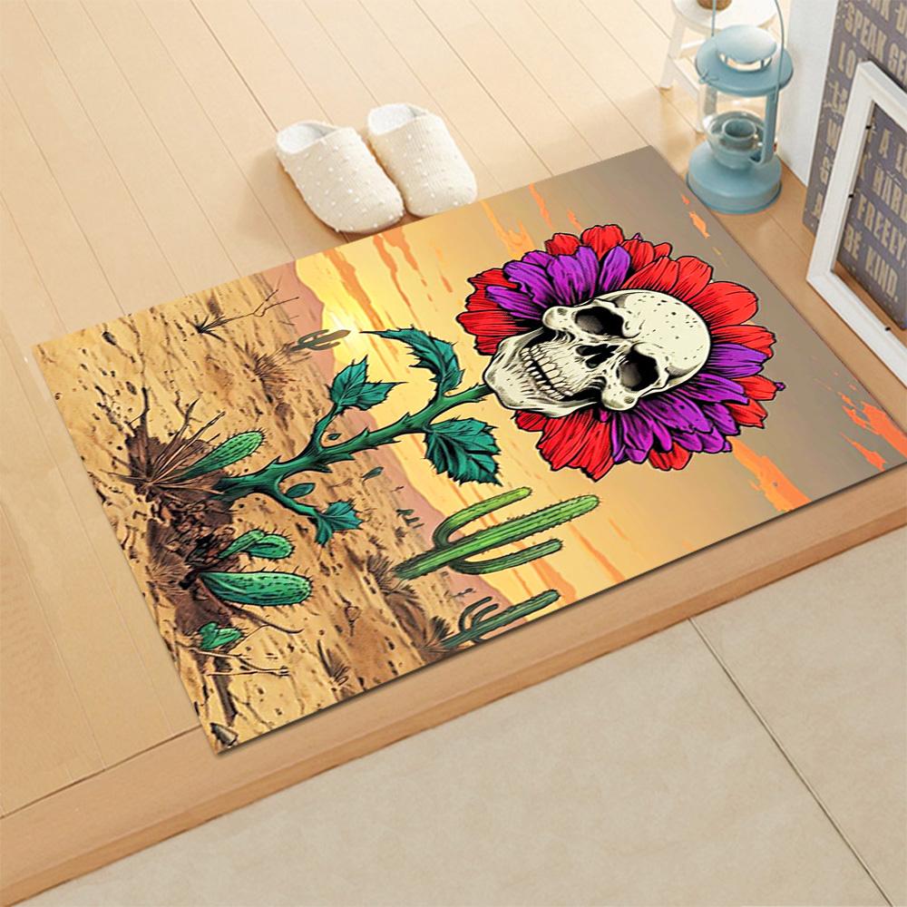 Sugar Skull With Flowers for Living Room rug, BedRoom rug, Study Room rug, Hallway Decoration, Perfect for Home Decoration or Holiday Gifts