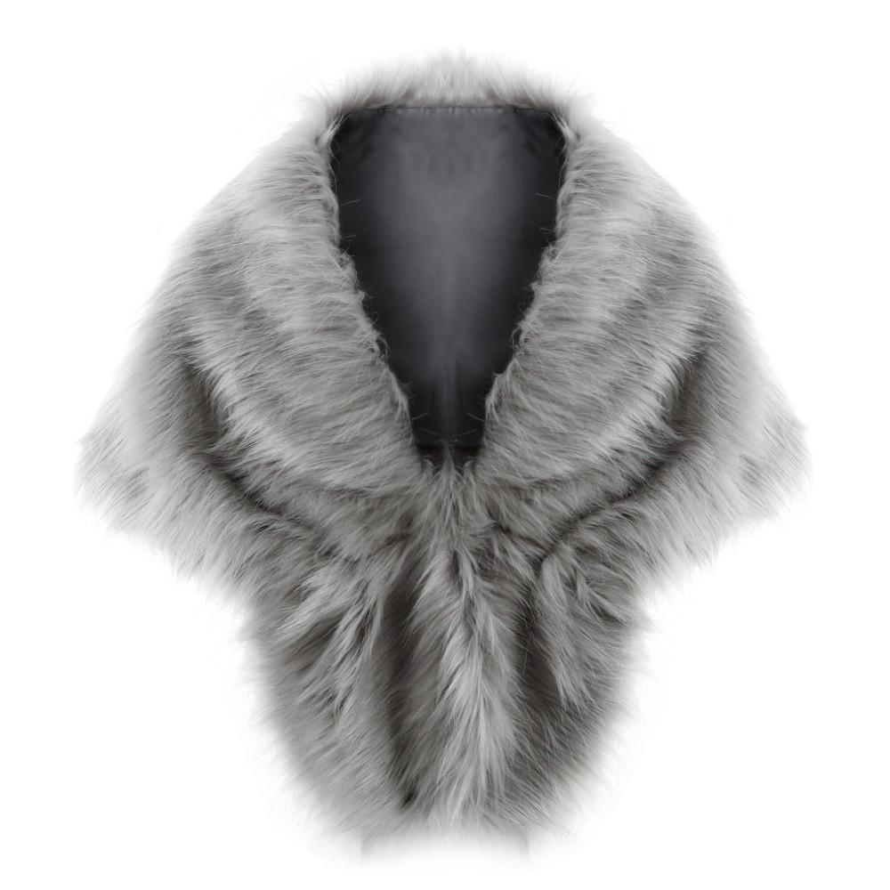 Women Faux Fox Fur Shawl Wrap Stole Elegant Fake Fur Cape for Wedding Evening Party Bridal Cosplay Costume Winter Warm Shoulder Shrug