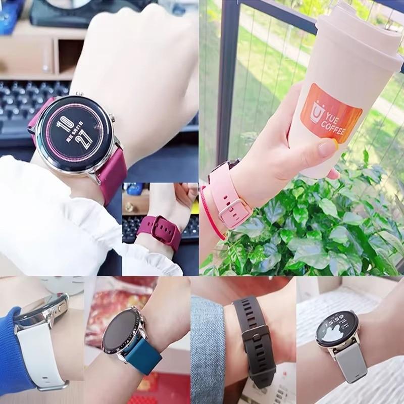 20 мм/22 мм ремешок для Amazfit GTS/2/2e/3/4 srtap GTS2 Mini/GTR 4/3/Pro/47 мм/GTR2/2e Силиконовый браслет Amazfit Bip 6 5
