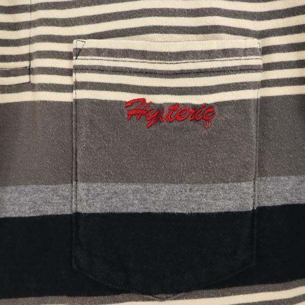 HYSTERIC сделано в Японии Поло с длинным рукавом в полоску F Черный Мужское Б/У