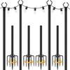 AILBTON 10Ft String Light Poles 4 Pack,Light Poles for Outside Lights,Outdoor with Fence Brackets Hanging Lights,Metal Stand Deck Patio Backyard