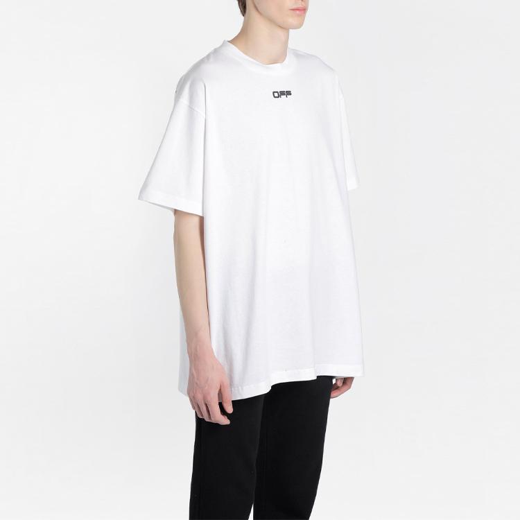 Off-White Футболка Oversized Fit Airport Tape, белая мужская уличная одежда OMAA038S201850030188