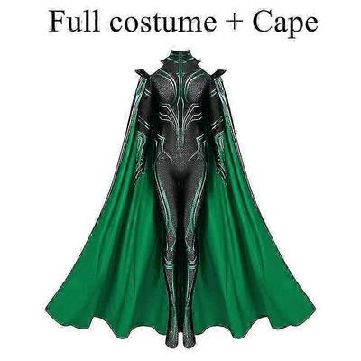 Marvel Тор 3 Рагнарёк Суперзлодей Хела Косплей Костюм Комбинезон Боди Плащ Хэллоуин Косплей Костюмы Для Взрослых Женщин