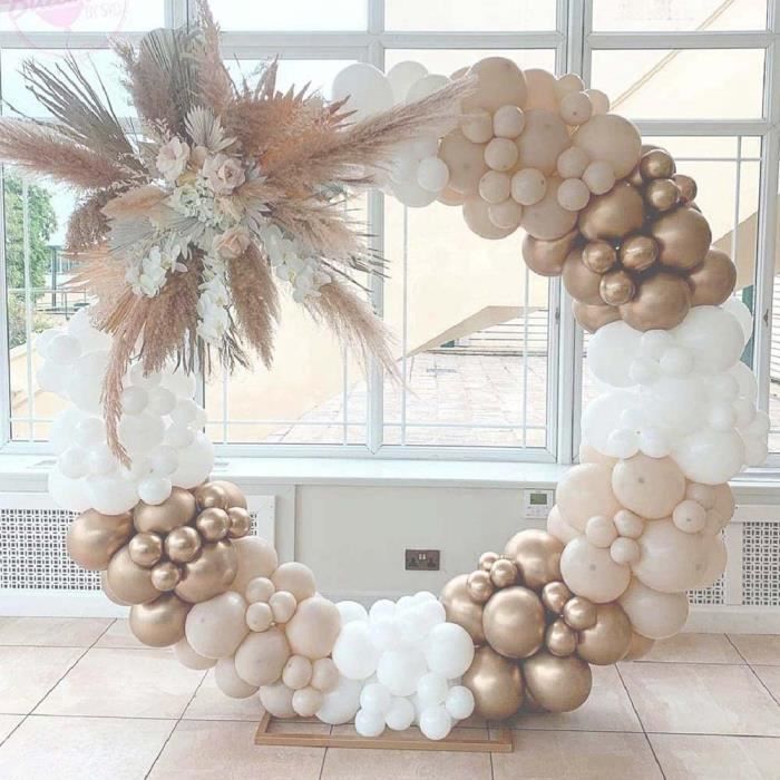 Guirlande de Ballon - Non spécifié - Arche en Métal - Blanc et Doré - Décoration de Fête - Romantique