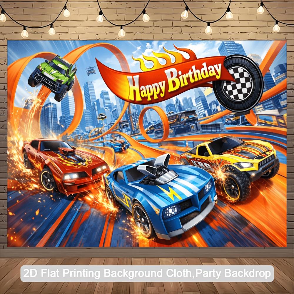 Race Car Birthday Party Banner Polyester Racing Track City Theme Photo Backdrop