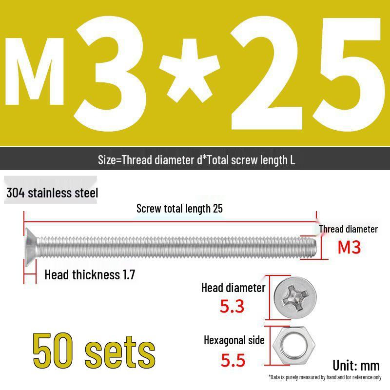 Набор Extra Long Phillips Flat Head Винтов и Гаек из Нержавеющей Стали 304 (2М, 3М, 4М)