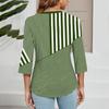 Women's V-neck Gradient Print Three-quarter Sleeve Fashion Top