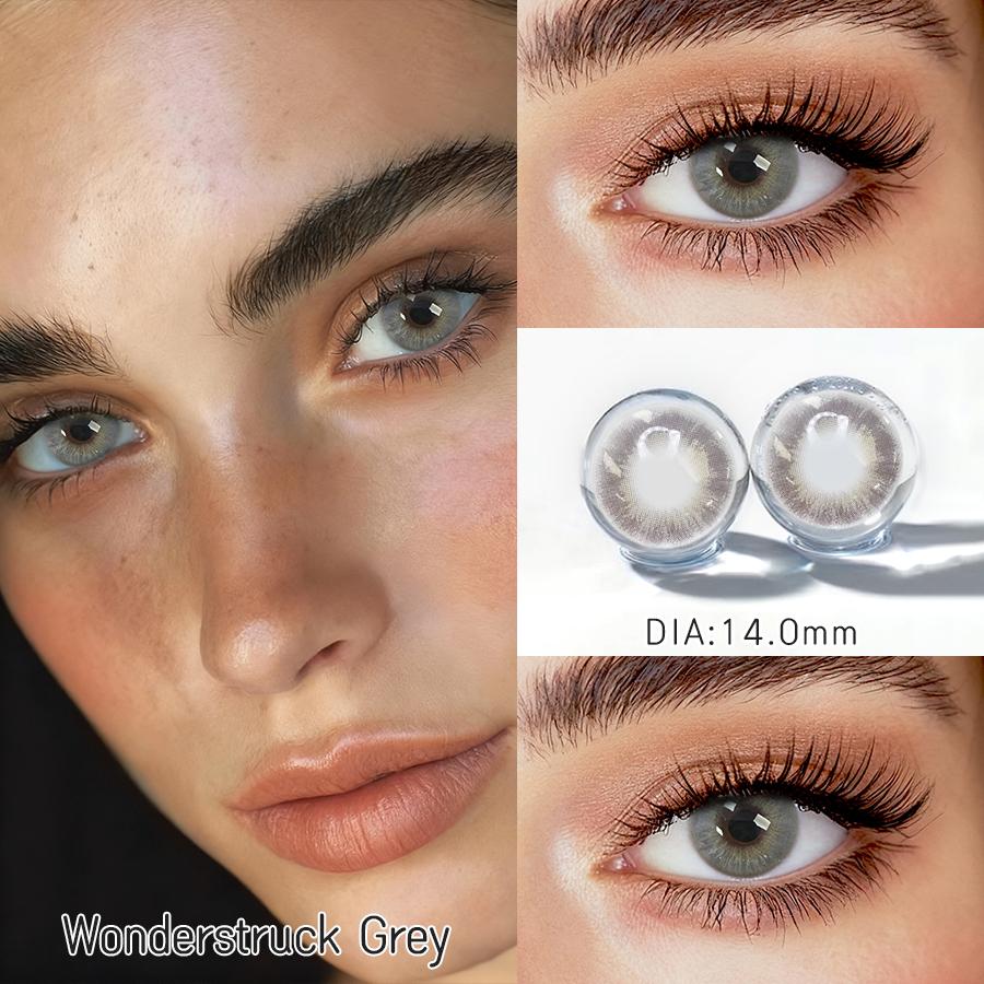 FreshLady Цветные контактные линзы 14.0мм Мягкие годовые линзы 1 пара – Светло-коричневые / Темно-коричневые / Серые / Серебристо-серые для повседневной носки, для вечеринки