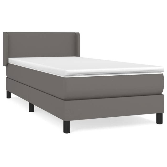 Maison Exclusive - Sommier à lattes de lit avec matelas Gris 90x190 cm Similicuir