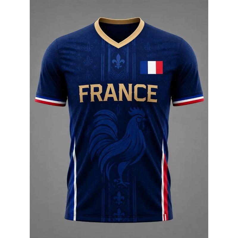 France Style T-Shirt Men Women 3D Print Textured Graphic Top Short Sleeve Casual Streetwear Breathable Quick Dry Summer Wear